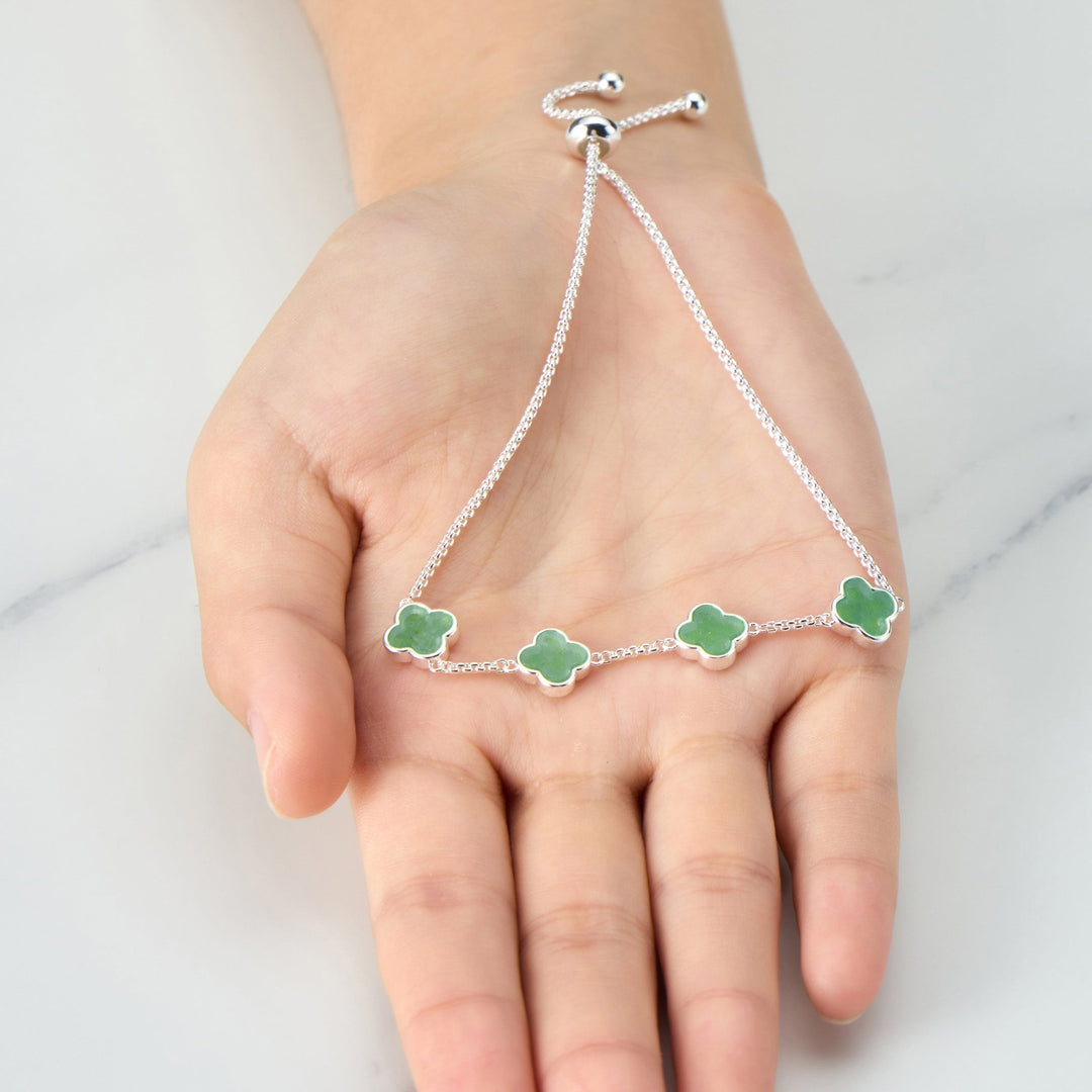 Green Aventurine Multi Clover Friendship Bracelet - Philip Jones Jewellery