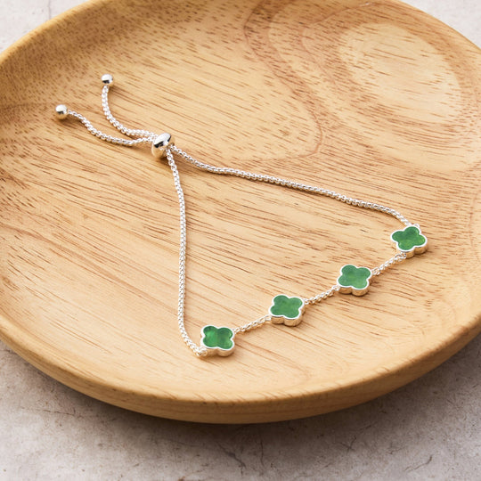 Green Aventurine Multi Clover Friendship Bracelet - Philip Jones Jewellery