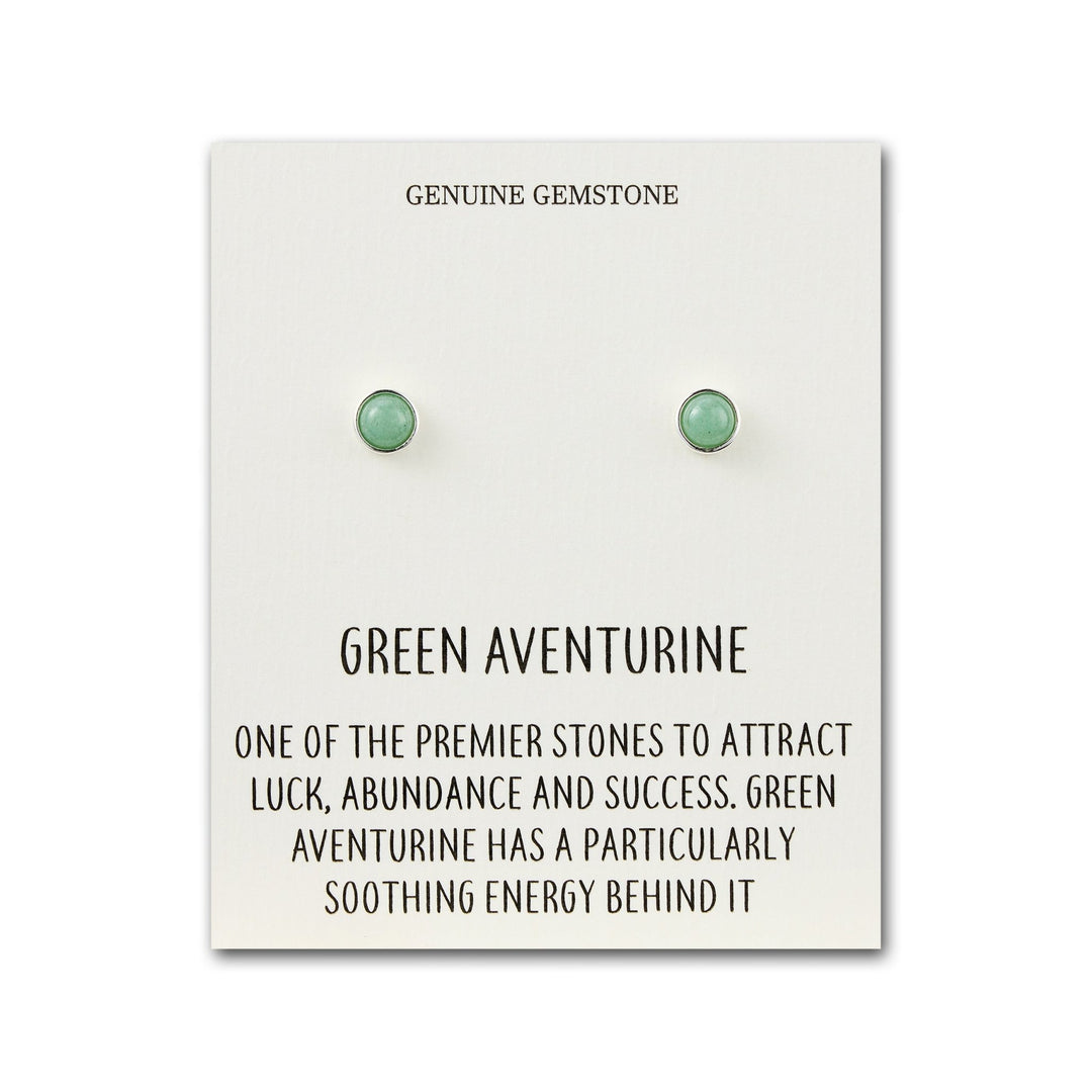 Green Aventurine Stud Earrings with Quote Card - Philip Jones Jewellery