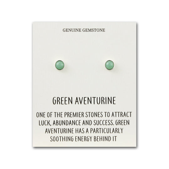 Green Aventurine Stud Earrings with Quote Card - Philip Jones Jewellery