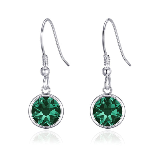 Green Crystal Drop Earrings Created with Zircondia® Crystals - Philip Jones Jewellery