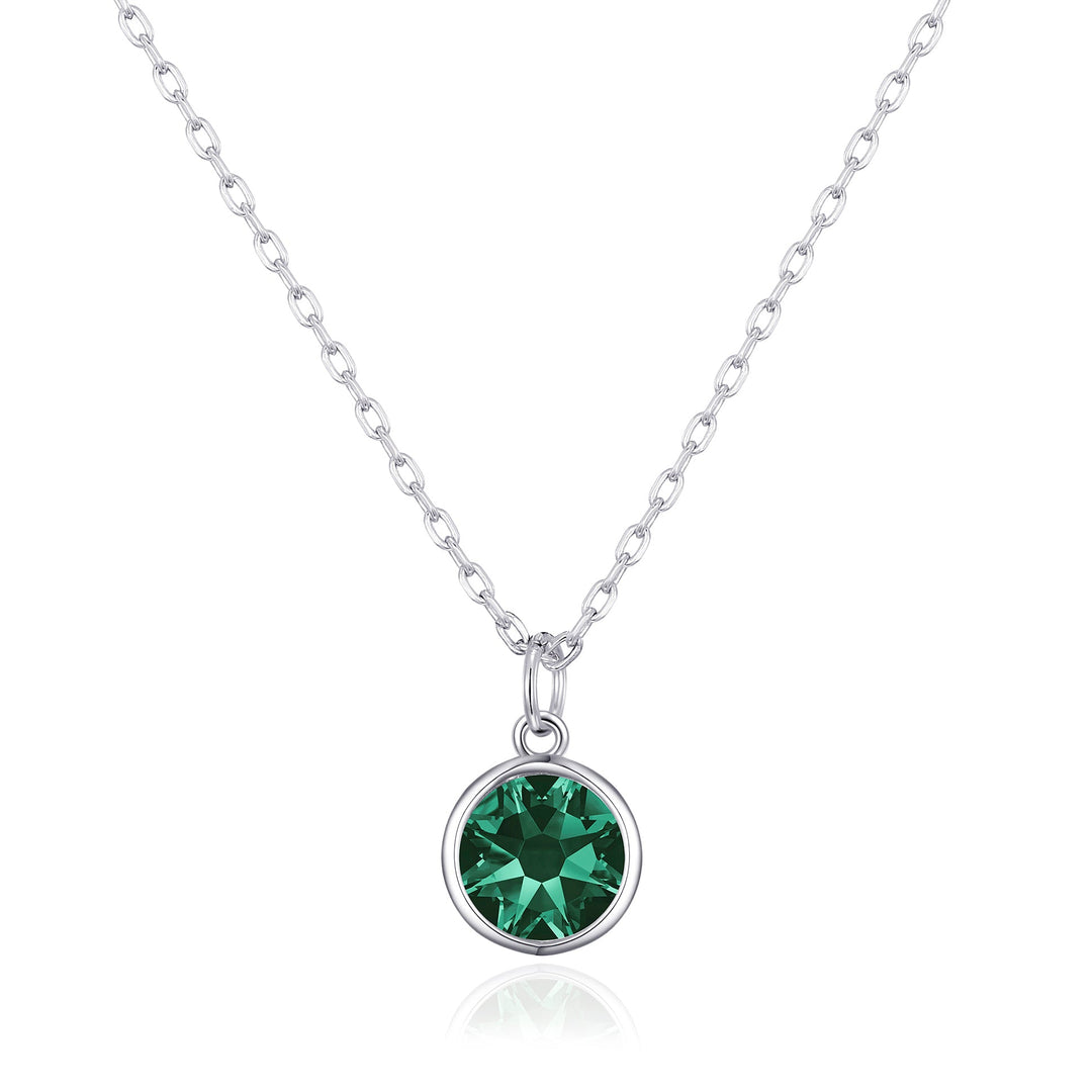 Green Crystal Necklace Created with Zircondia® Crystals - Philip Jones Jewellery