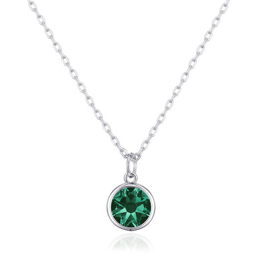 Green Crystal Necklace Created with Zircondia® Crystals - Philip Jones Jewellery