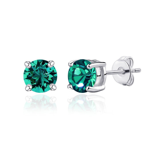 Green Stud Earrings Created with Zircondia® Crystals - Philip Jones Jewellery