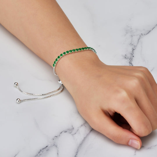 Green Tennis Friendship Bracelet Created with Zircondia® Crystals - Philip Jones Jewellery