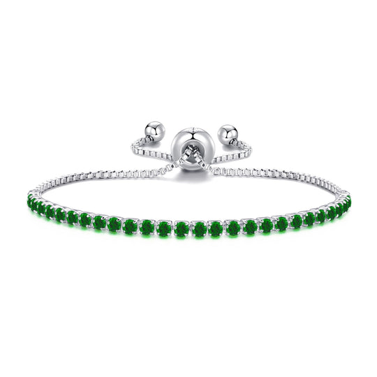 Green Tennis Friendship Bracelet Created with Zircondia® Crystals - Philip Jones Jewellery
