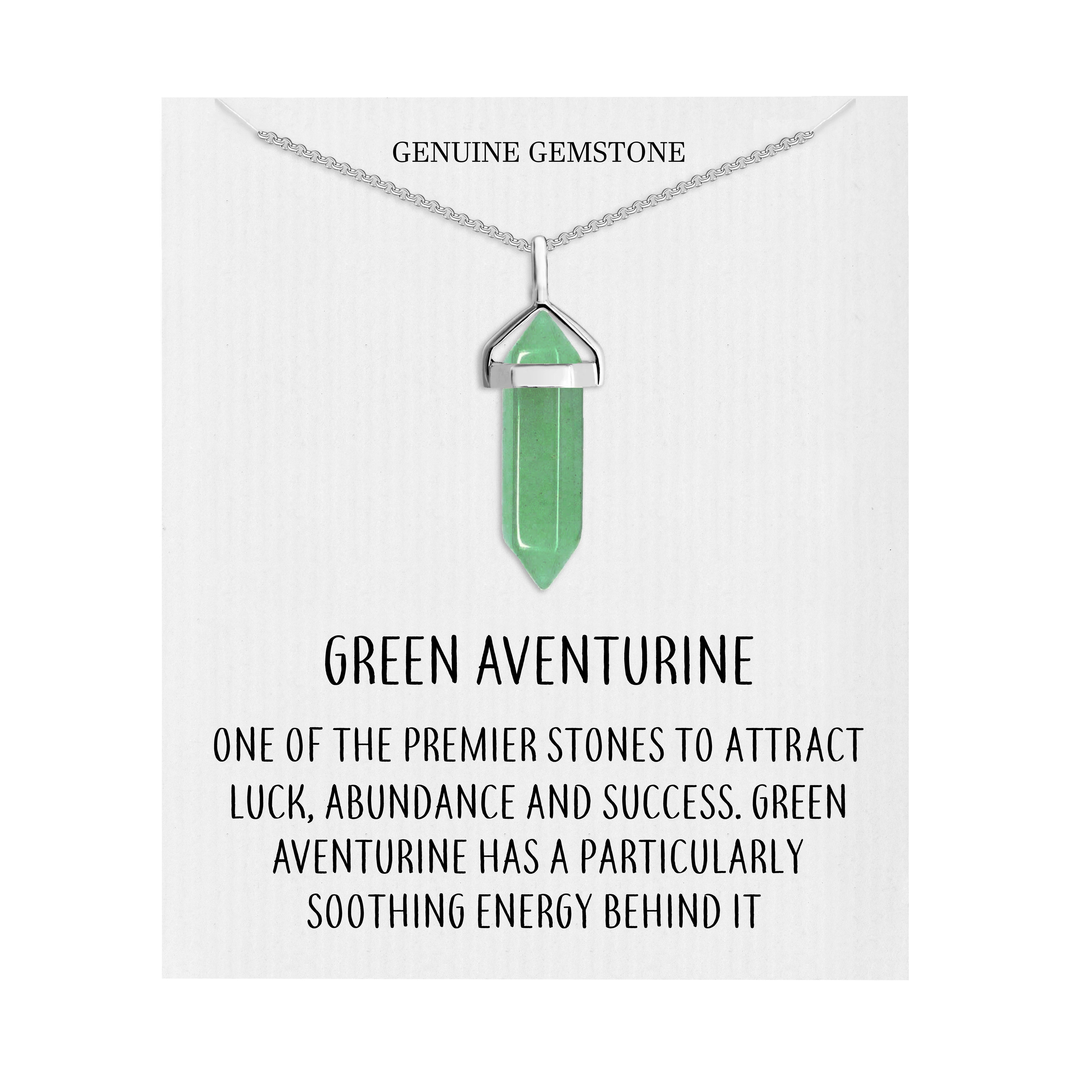 Green Aventurine Gemstone Necklace with Quote Card