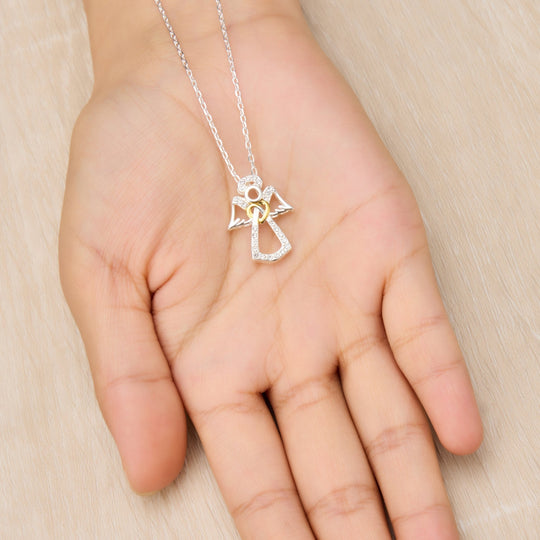 Guardian Angel Necklace Created with Zircondia® Crystals - Philip Jones Jewellery