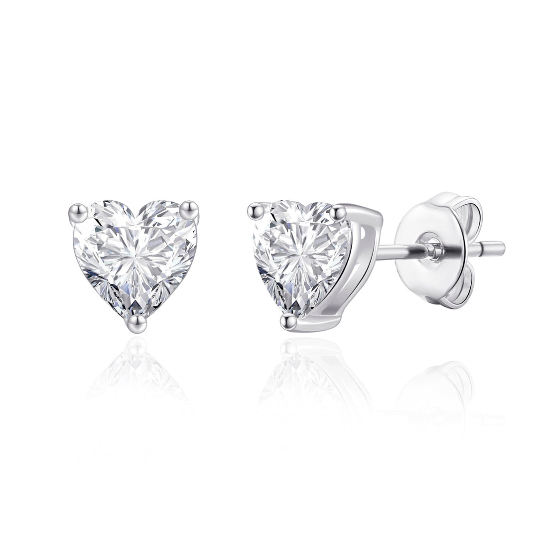 Heart Earrings Created with Zircondia® Crystals - Philip Jones Jewellery