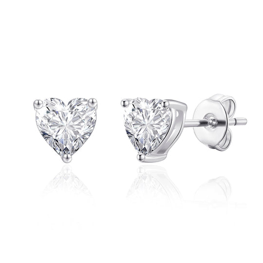 Heart Earrings Created with Zircondia® Crystals - Philip Jones Jewellery