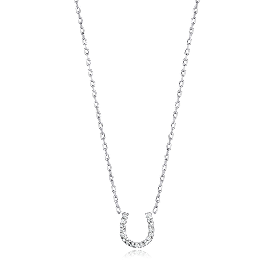 Horseshoe Necklace Created with Zircondia® Crystals - Philip Jones Jewellery