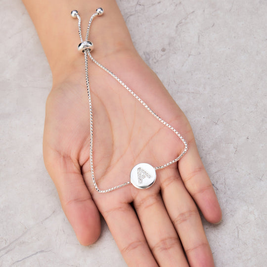Initial Friendship Bracelet Letter A Created with Zircondia® Crystals - Philip Jones Jewellery