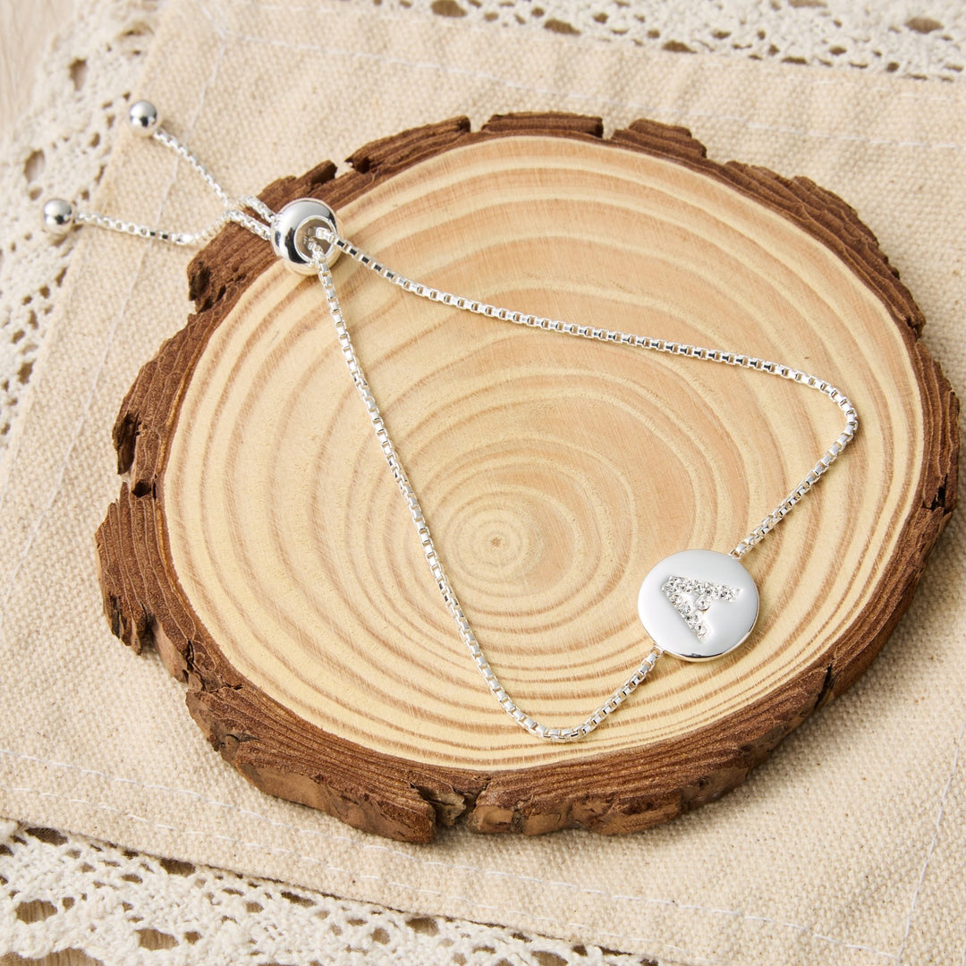 Initial Friendship Bracelet Letter A Created with Zircondia® Crystals - Philip Jones Jewellery