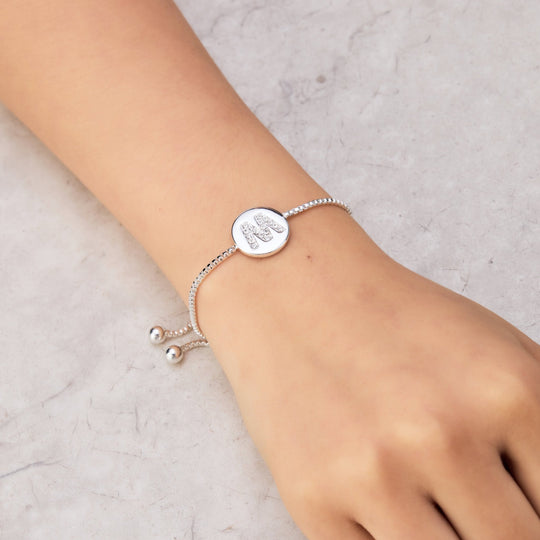 Initial Friendship Bracelet Letter M Created with Zircondia® Crystals - Philip Jones Jewellery