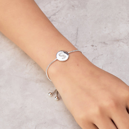 Initial Friendship Bracelet Letter S Created with Zircondia® Crystals - Philip Jones Jewellery