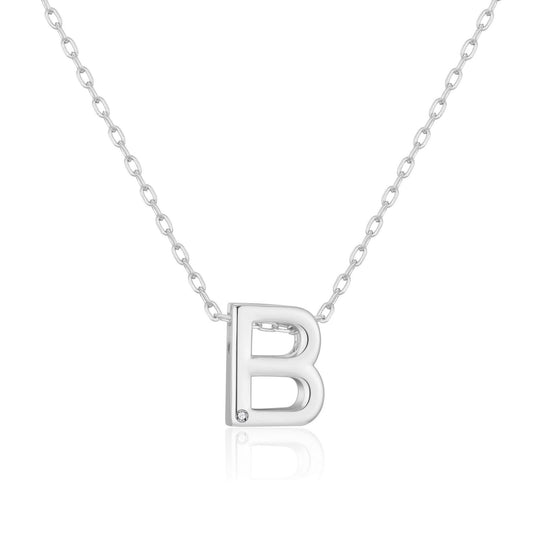 Initial Necklace Letter B Created with Zircondia® Crystals - Philip Jones Jewellery