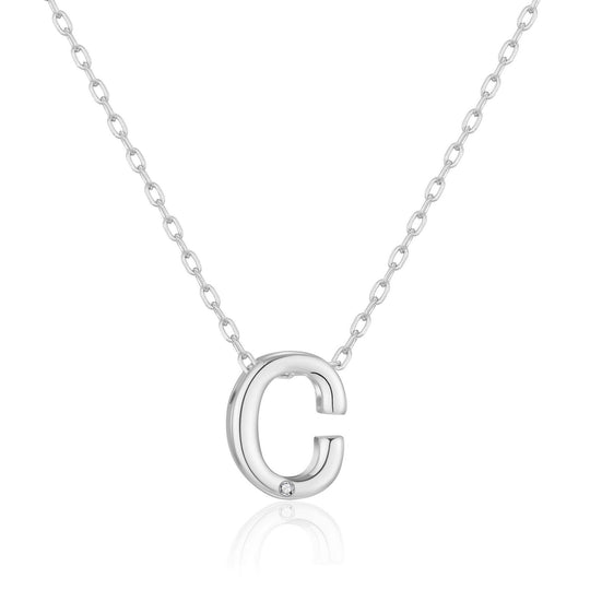 Initial Necklace Letter C Created with Zircondia® Crystals - Philip Jones Jewellery