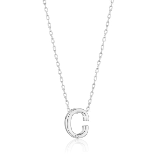 Initial Necklace Letter C Created with Zircondia® Crystals - Philip Jones Jewellery