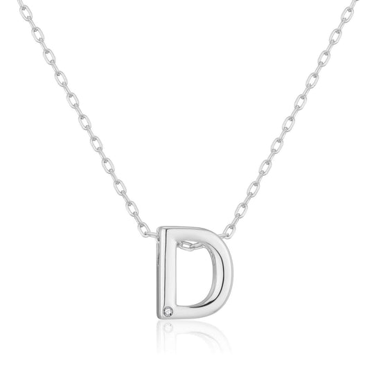 Initial Necklace Letter D Created with Zircondia® Crystals - Philip Jones Jewellery