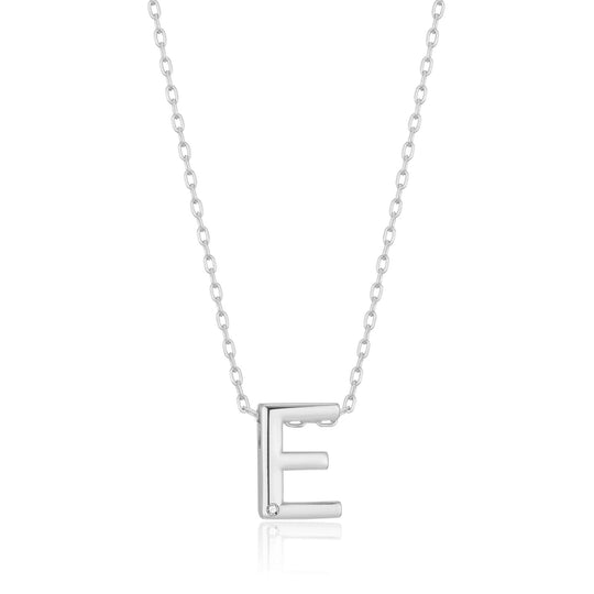 Initial Necklace Letter E Created with Zircondia® Crystals - Philip Jones Jewellery