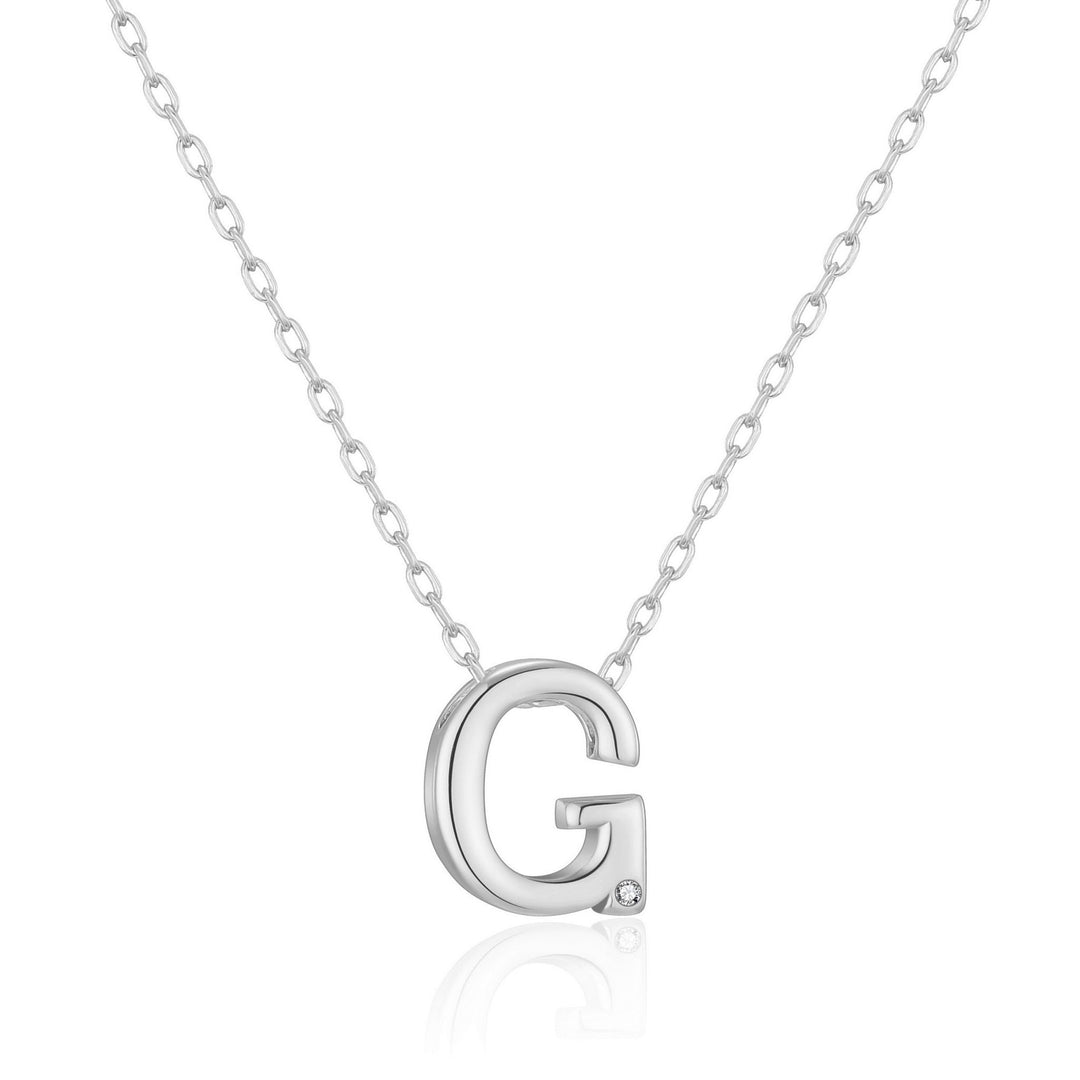 Initial Necklace Letter G Created with Zircondia® Crystals - Philip Jones Jewellery