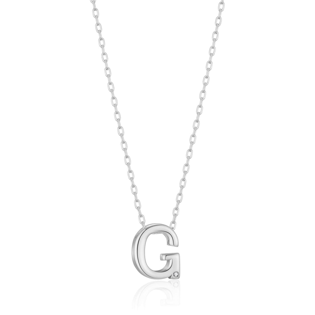 Initial Necklace Letter G Created with Zircondia® Crystals - Philip Jones Jewellery
