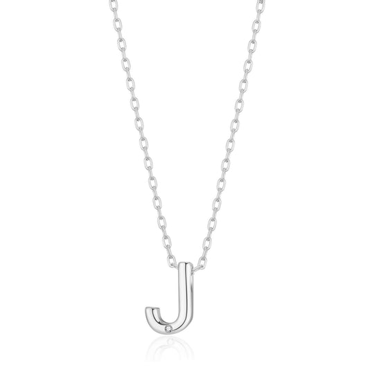 Initial Necklace Letter J Created with Zircondia® Crystals - Philip Jones Jewellery