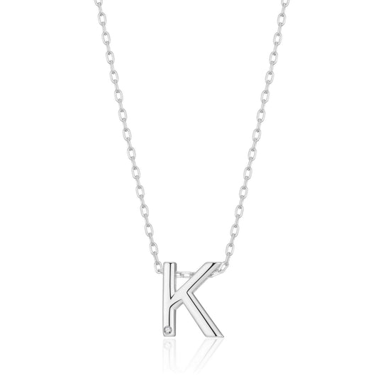 Initial Necklace Letter K Created with Zircondia® Crystals - Philip Jones Jewellery