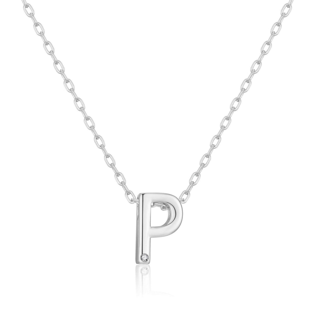 Initial Necklace Letter P Created with Zircondia® Crystals - Philip Jones Jewellery