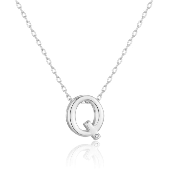 Initial Necklace Letter Q Created with Zircondia® Crystals - Philip Jones Jewellery