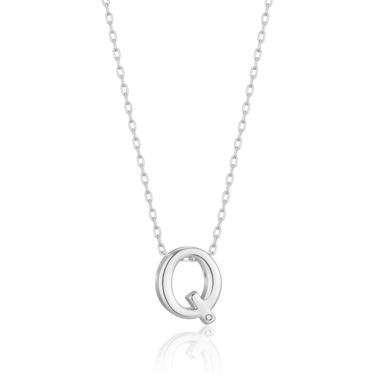 Initial Necklace Letter Q Created with Zircondia® Crystals - Philip Jones Jewellery