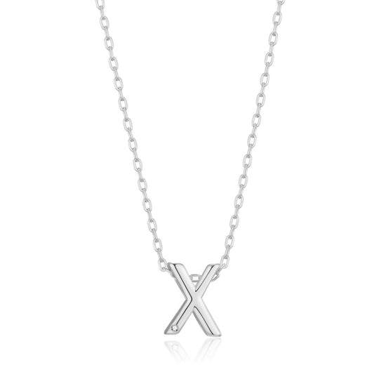 Initial Necklace Letter X Created with Zircondia® Crystals - Philip Jones Jewellery