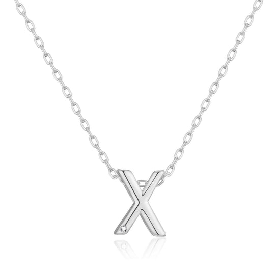 Initial Necklace Letter X Created with Zircondia® Crystals - Philip Jones Jewellery