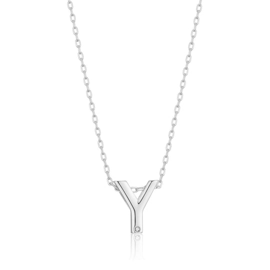 Initial Necklace Letter Y Created with Zircondia® Crystals - Philip Jones Jewellery
