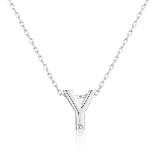 Initial Necklace Letter Y Created with Zircondia® Crystals - Philip Jones Jewellery