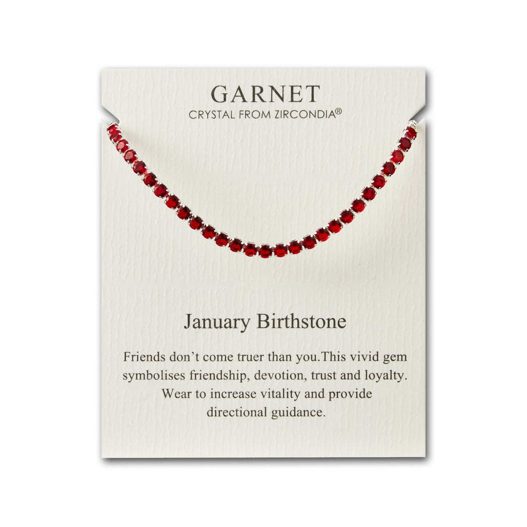 January Birthstone Friendship Bracelet with Garnet Zircondia® Crystals - Philip Jones Jewellery