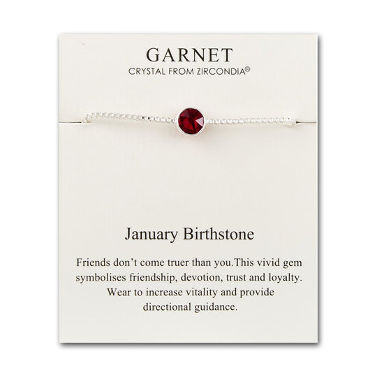 January (Garnet) Birthstone Bracelet Created with Zircondia® Crystals - Philip Jones Jewellery