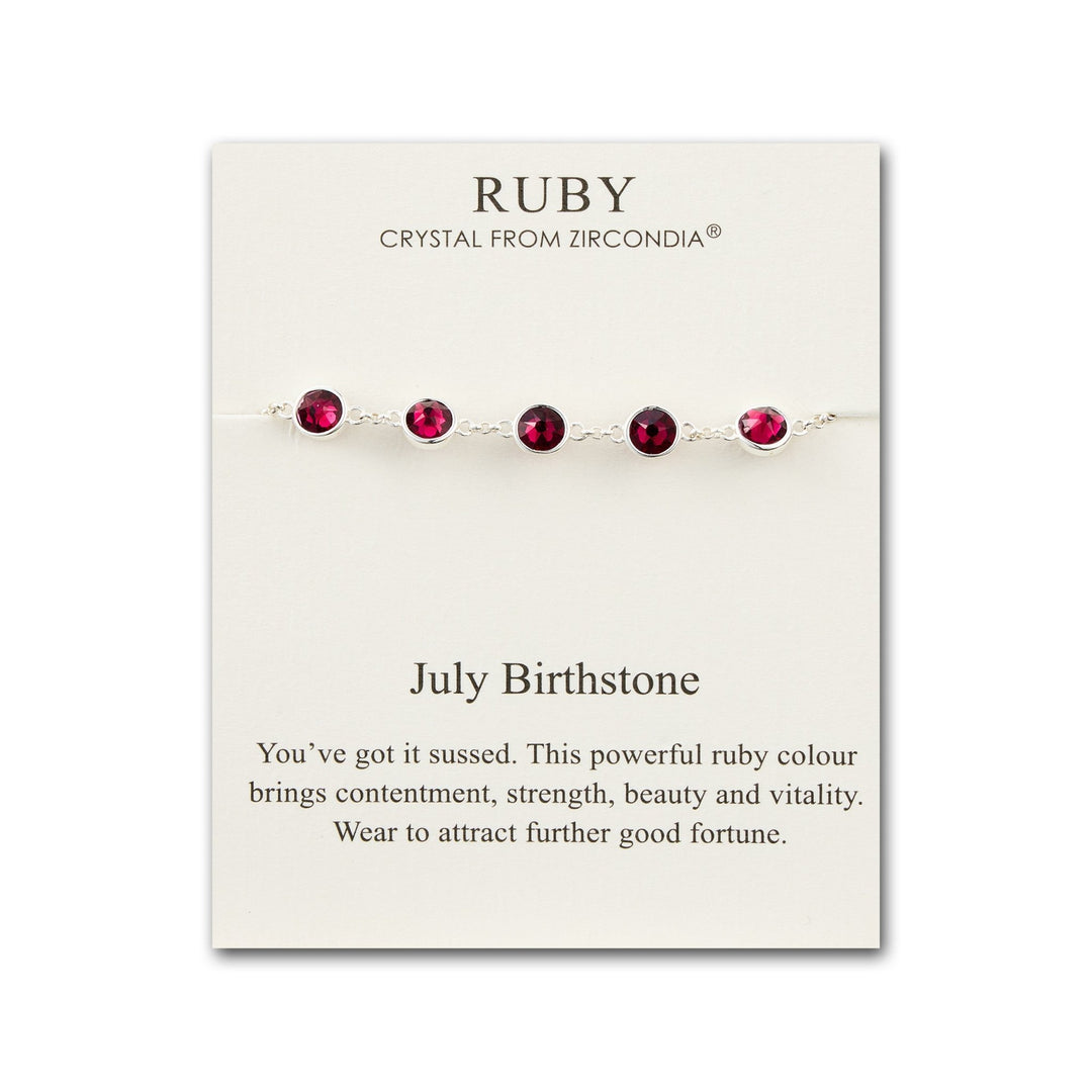 July Birthstone Bracelet Created with Ruby Zircondia® Crystals - Philip Jones Jewellery
