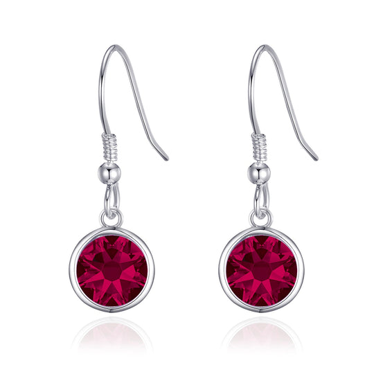 July Birthstone Drop Earrings Created with Ruby Zircondia® Crystals - Philip Jones Jewellery