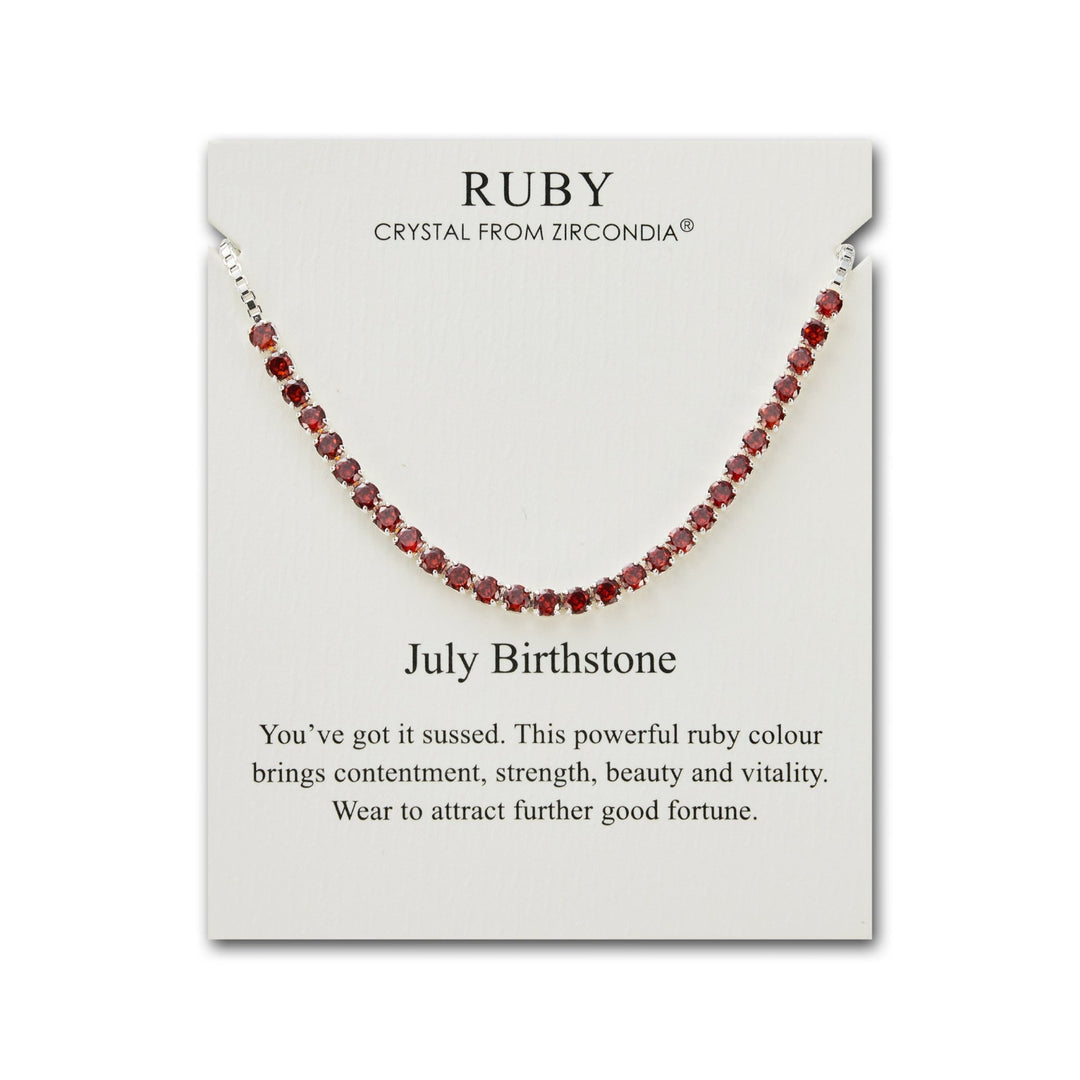 July Birthstone Friendship Bracelet with Ruby Zircondia® Crystals - Philip Jones Jewellery