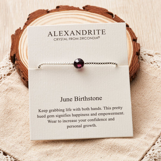 June (Alexandrite) Birthstone Bracelet Created with Zircondia® Crystals - Philip Jones Jewellery