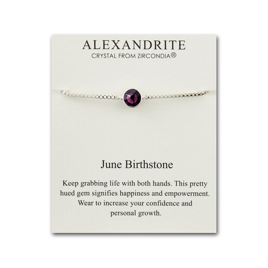 June (Alexandrite) Birthstone Bracelet Created with Zircondia® Crystals - Philip Jones Jewellery