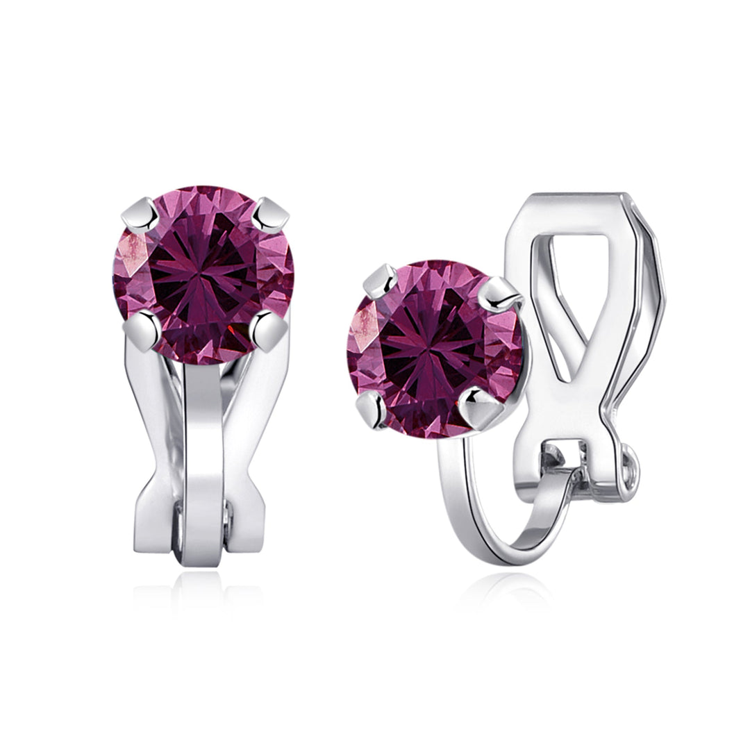 June (Alexandrite) Birthstone Clip On Earrings Created with Zircondia® Crystals - Philip Jones Jewellery