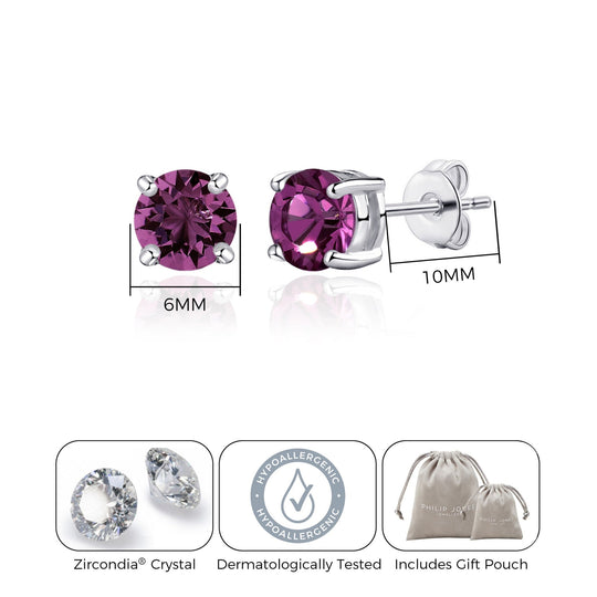 June (Alexandrite) Birthstone Earrings Created with Zircondia® Crystals - Philip Jones Jewellery