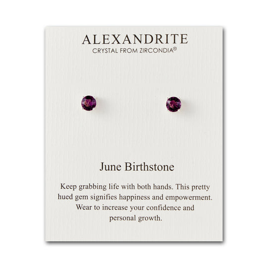 June (Alexandrite) Birthstone Earrings Created with Zircondia® Crystals - Philip Jones Jewellery