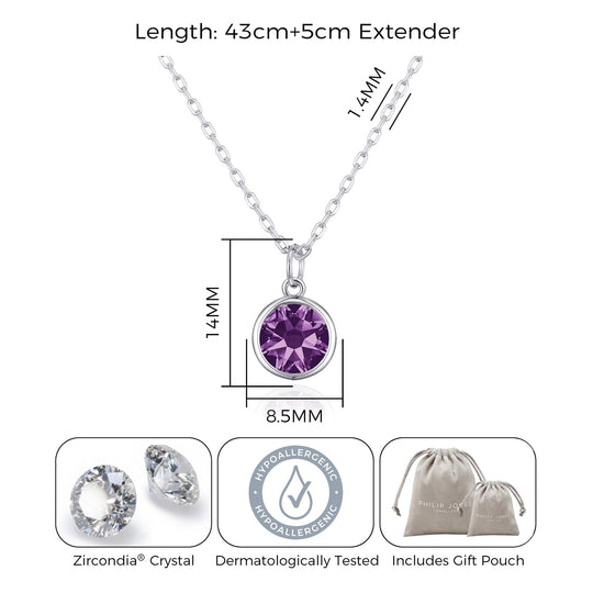 June (Alexandrite) Birthstone Necklace Created with Zircondia® Crystals - Philip Jones Jewellery