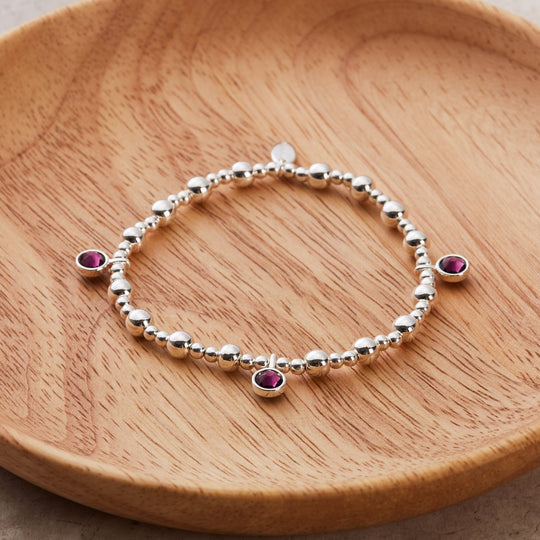 June (Alexandrite) Birthstone Stretch Charm Bracelet with Quote Gift Box - Philip Jones Jewellery