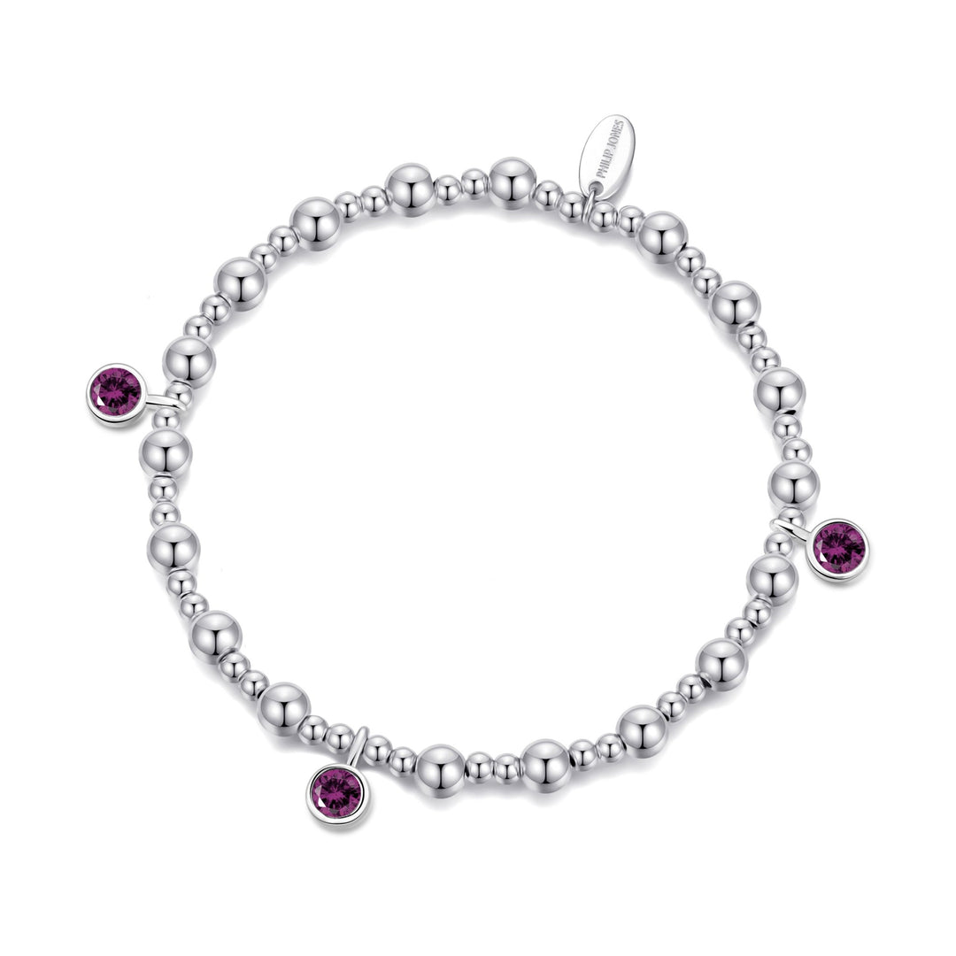 June (Alexandrite) Birthstone Stretch Charm Bracelet with Quote Gift Box - Philip Jones Jewellery