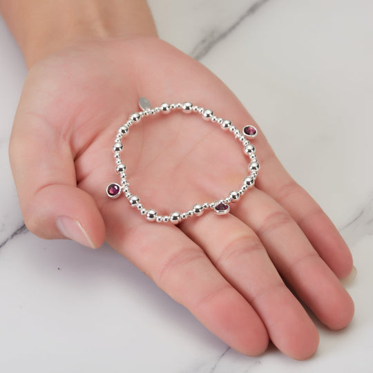 June (Alexandrite) Birthstone Stretch Charm Bracelet with Quote Gift Box - Philip Jones Jewellery