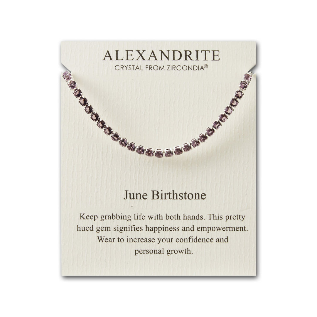 June Birthstone Friendship Bracelet with Alexandrite Zircondia® Crystals - Philip Jones Jewellery